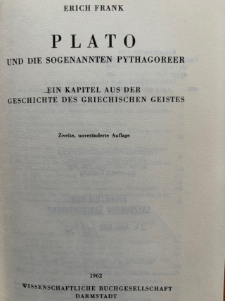 Umschlag Plato und die sogenannten Pythagoreer